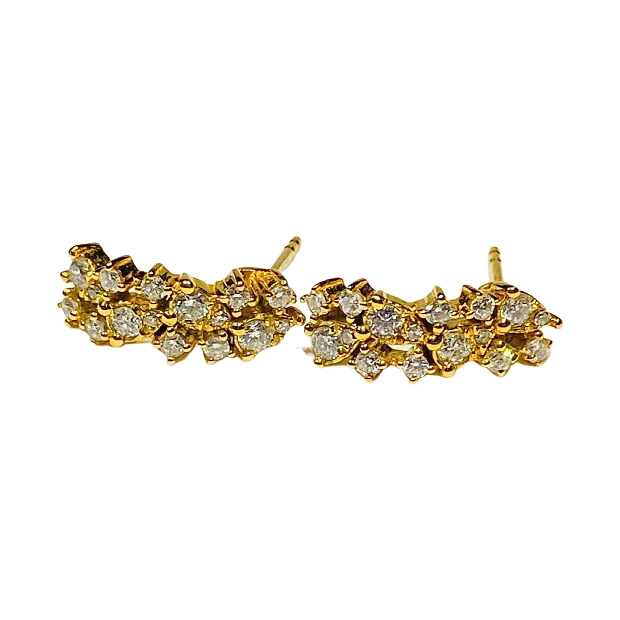 Golden Cluster Shape Creolle Diamond Earrings 14kt