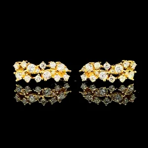 Golden Cluster Shape Creolle Diamond Earrings 14kt