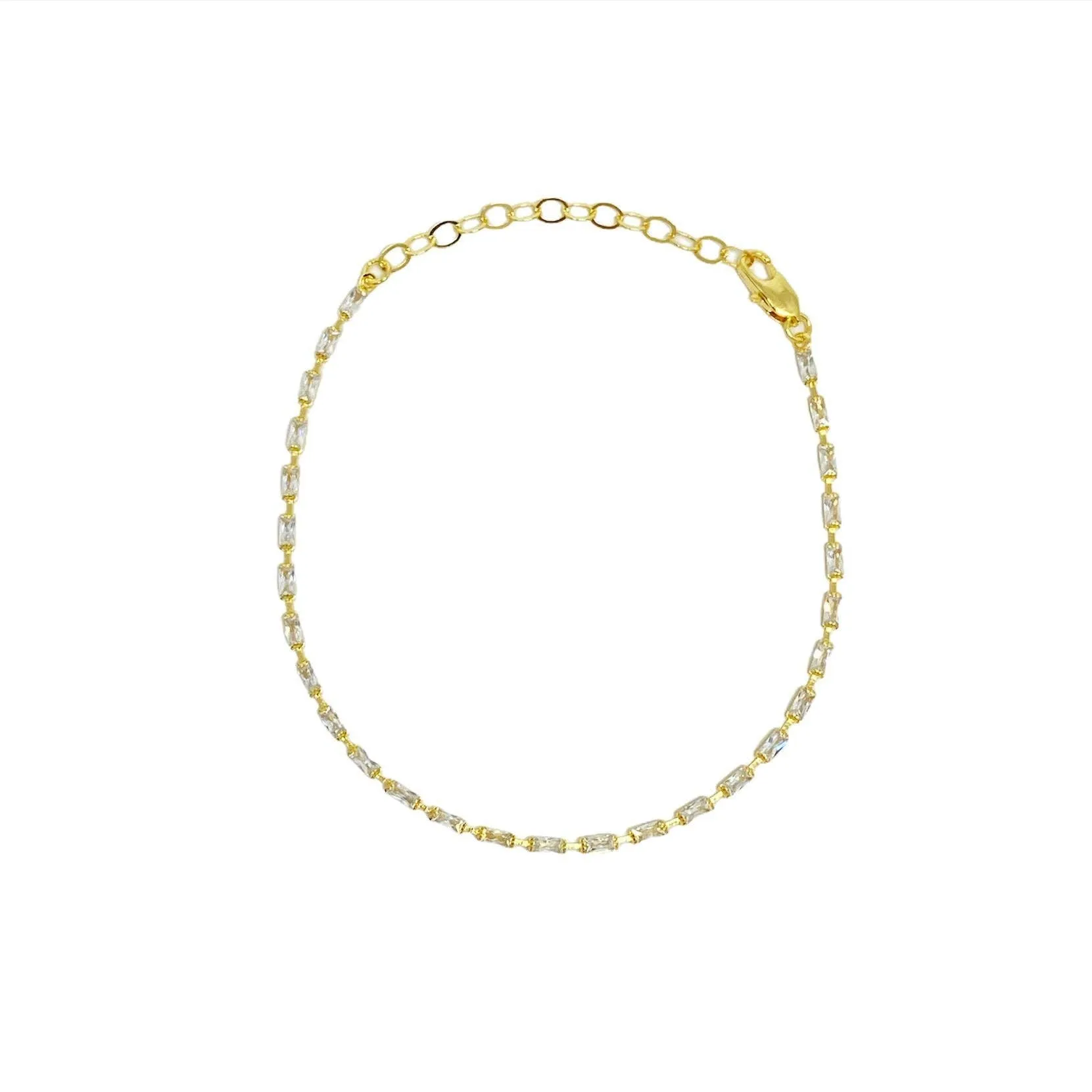 GoldFi - Anklet 18k Gold Filled In Crystal Baguette
