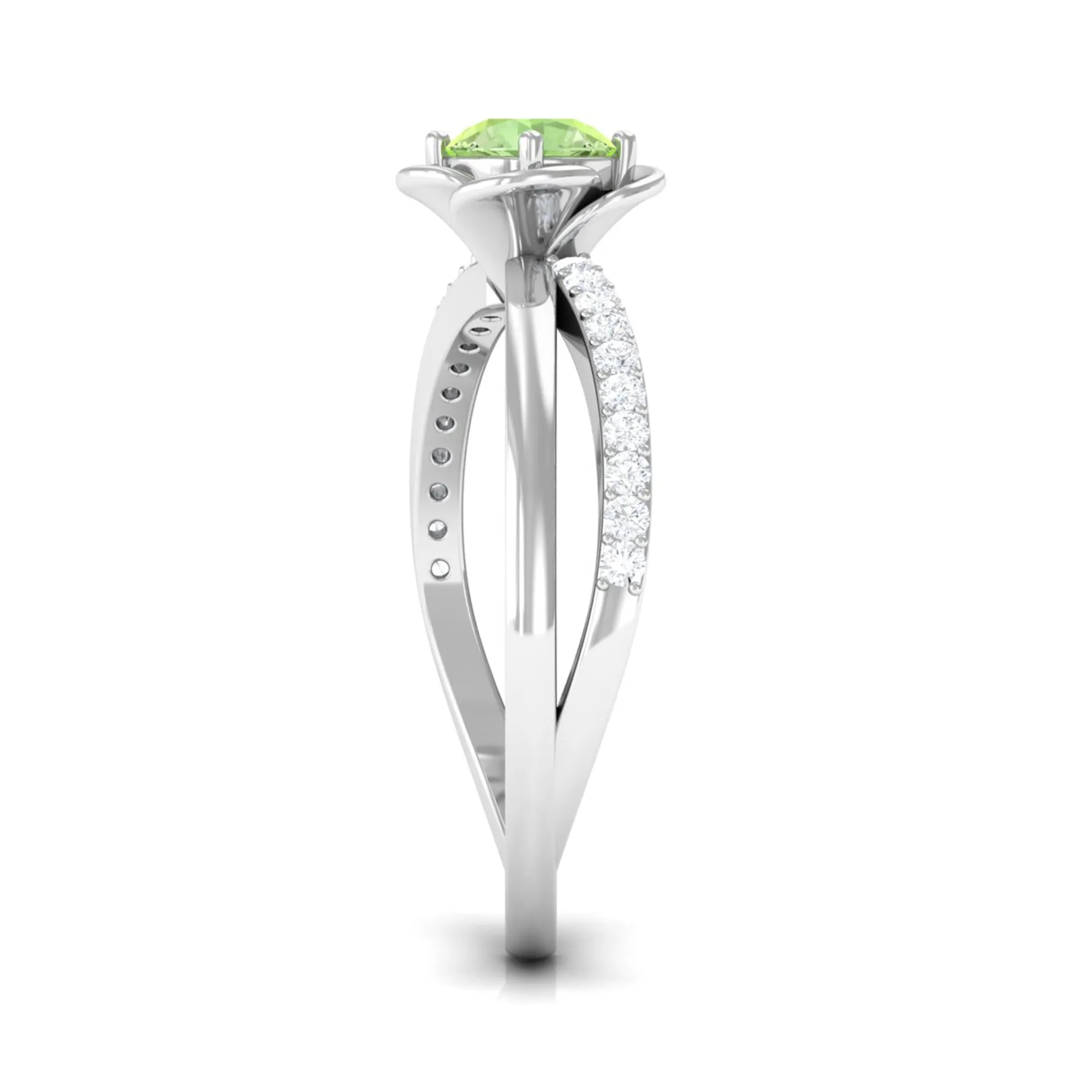 Green Sapphire and Diamond Flower Promise Ring