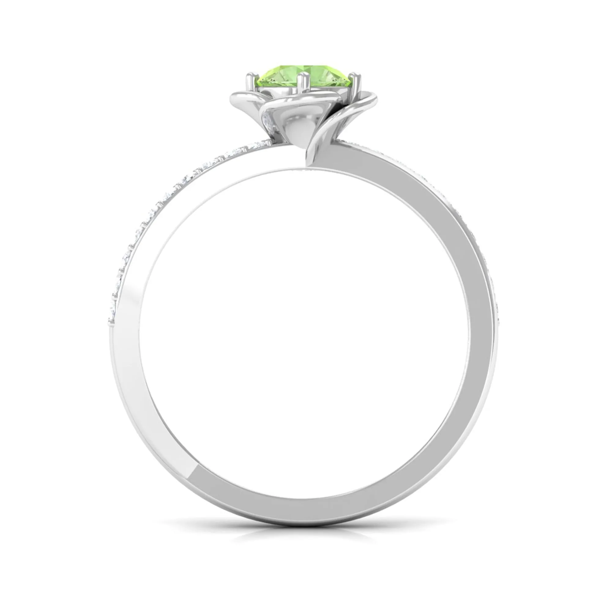 Green Sapphire and Diamond Flower Promise Ring