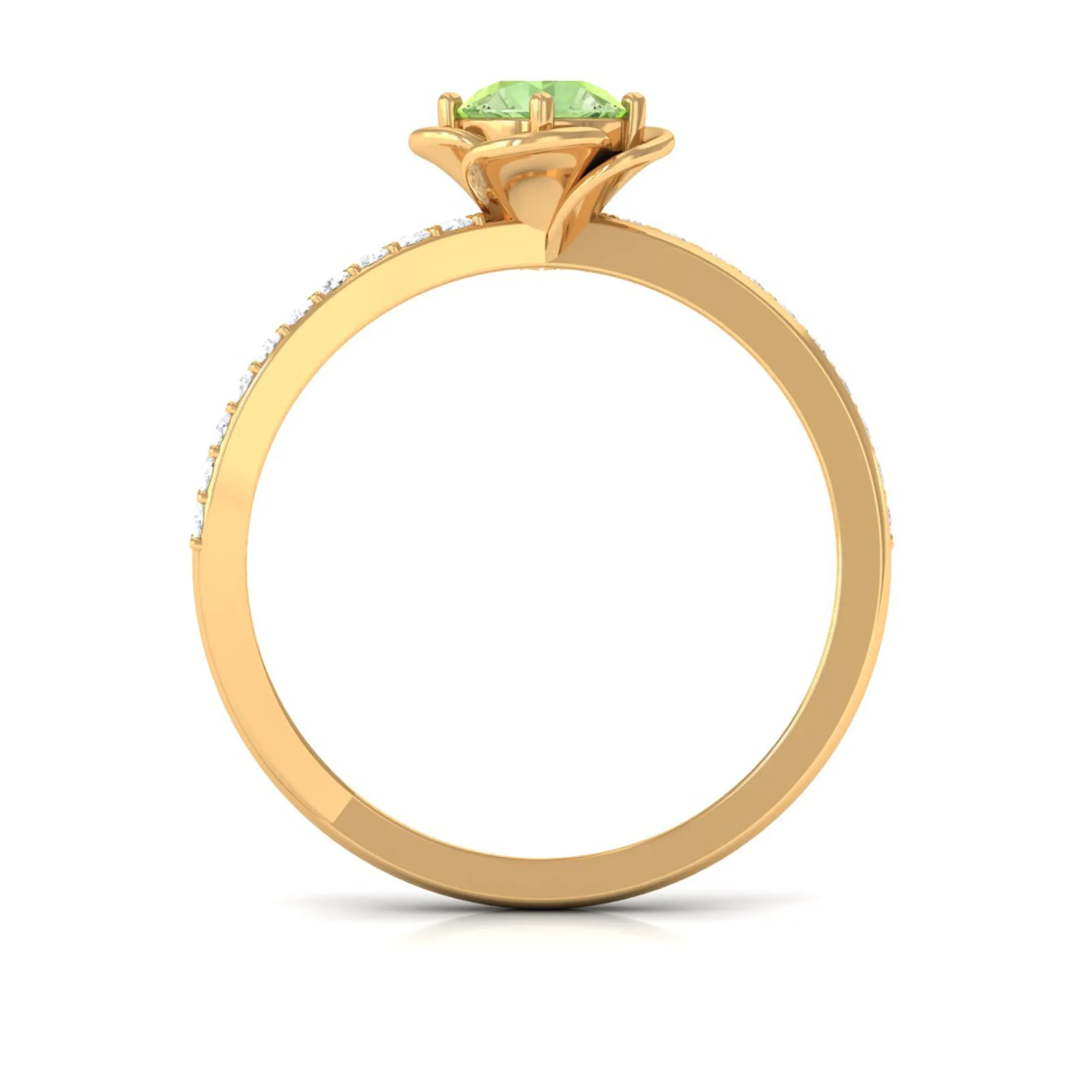 Green Sapphire and Diamond Flower Promise Ring