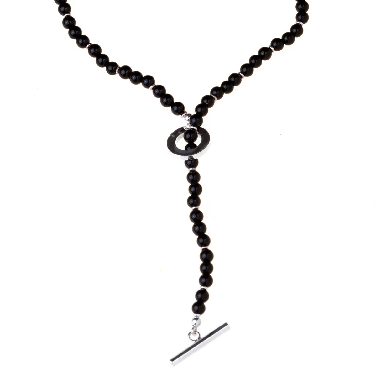 Gucci Onyx Bead Silver Necklace