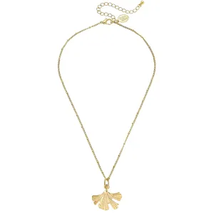 Handcast Gold Ginkgo Leaf Tiny Chain Necklace