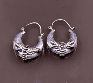 Handmade 925 sterling silver amazing stylish hoops bali earrings tribal ethnic kundal unisex jewelry from Rajasthan India s584