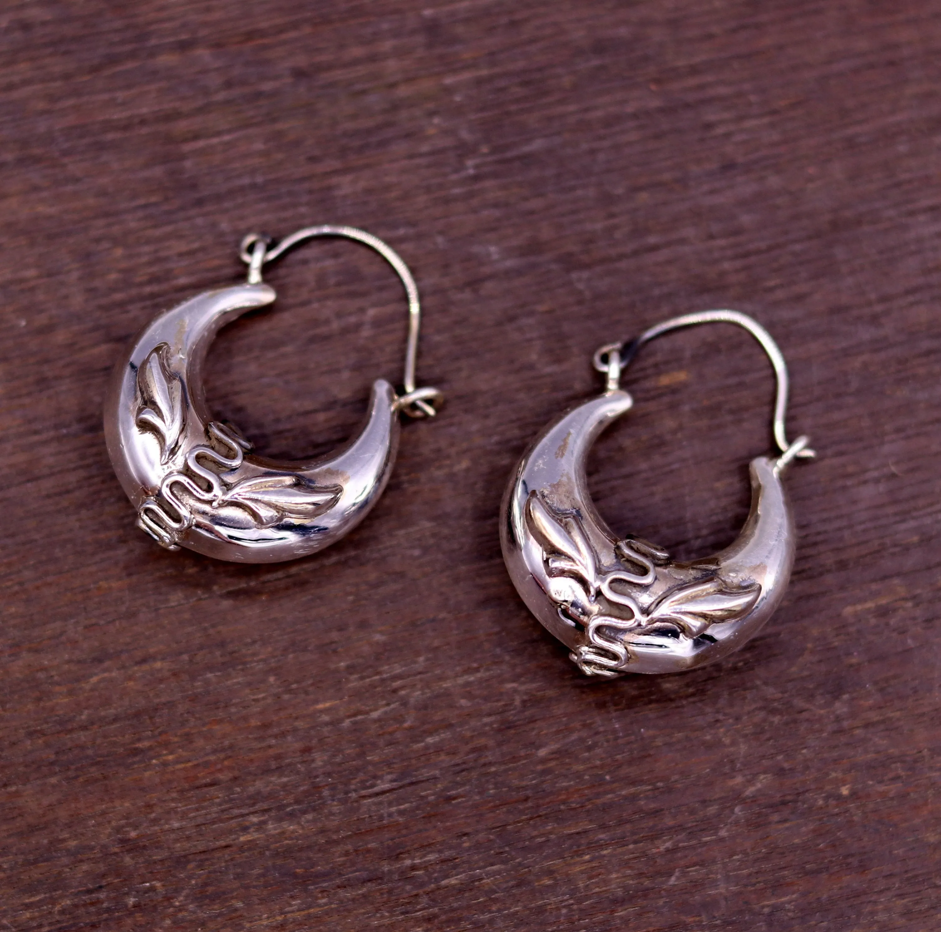 Handmade 925 sterling silver amazing stylish hoops bali earrings tribal ethnic kundal unisex jewelry from Rajasthan India s584