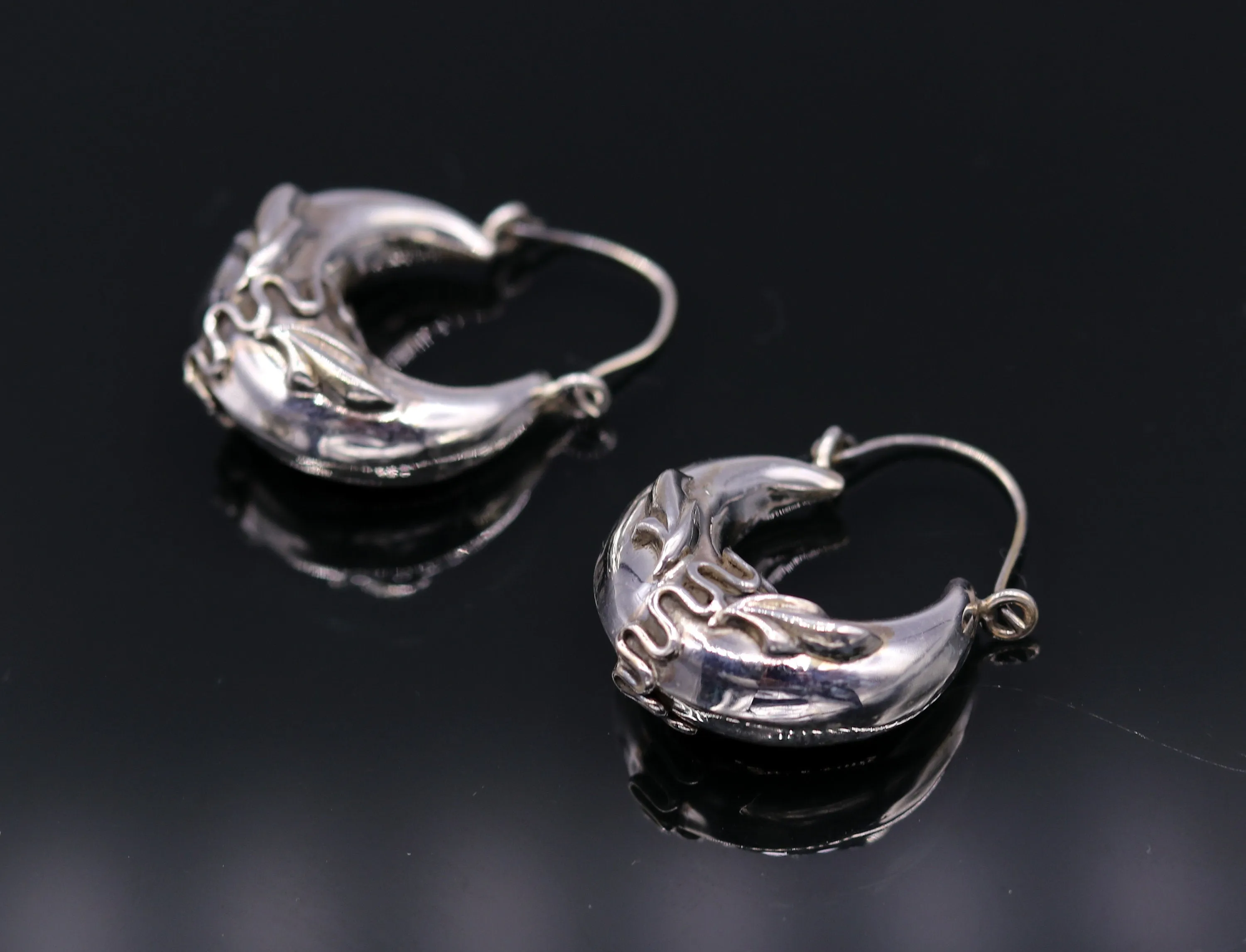 Handmade 925 sterling silver amazing stylish hoops bali earrings tribal ethnic kundal unisex jewelry from Rajasthan India s584