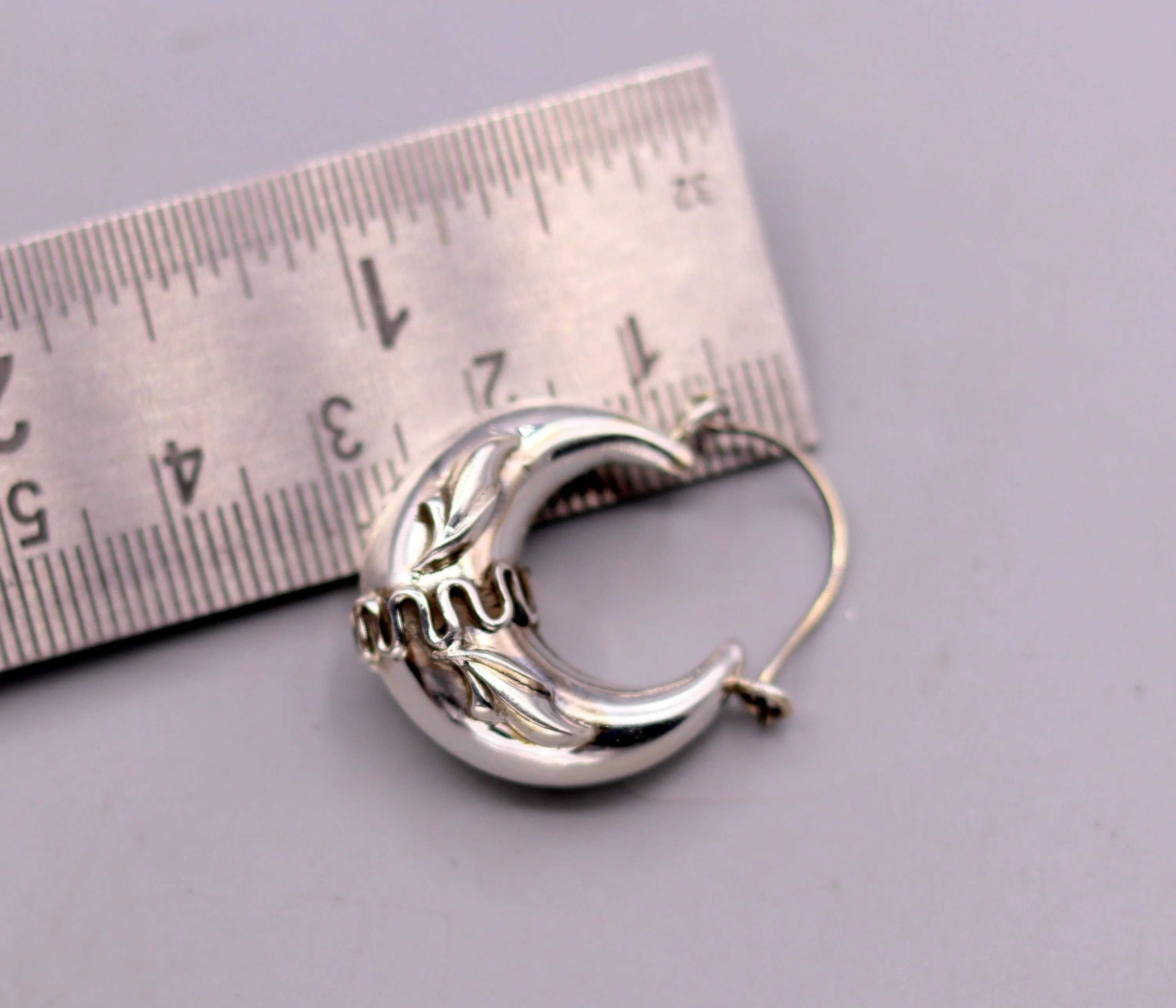 Handmade 925 sterling silver amazing stylish hoops bali earrings tribal ethnic kundal unisex jewelry from Rajasthan India s584