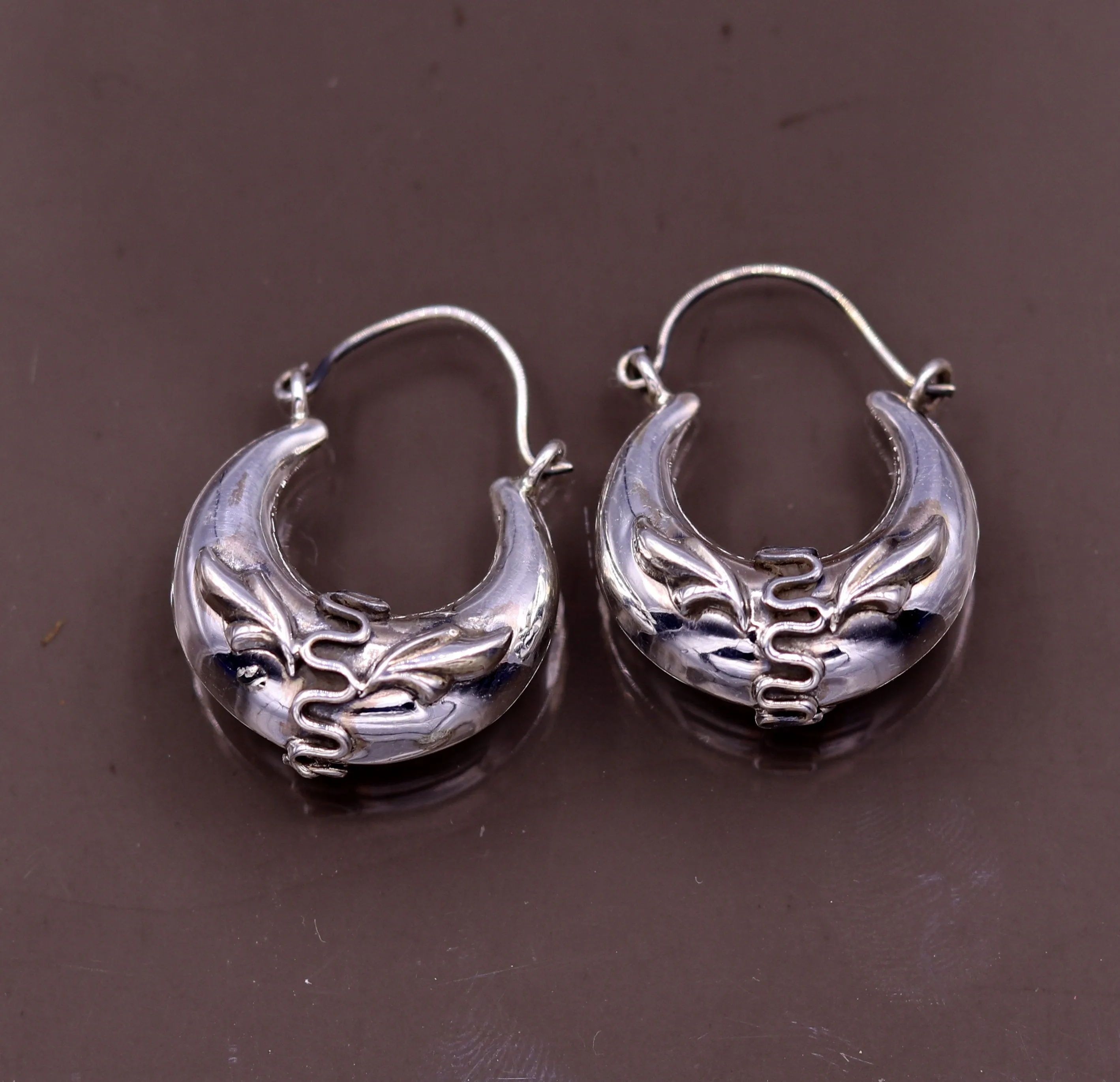 Handmade 925 sterling silver amazing stylish hoops bali earrings tribal ethnic kundal unisex jewelry from Rajasthan India s584