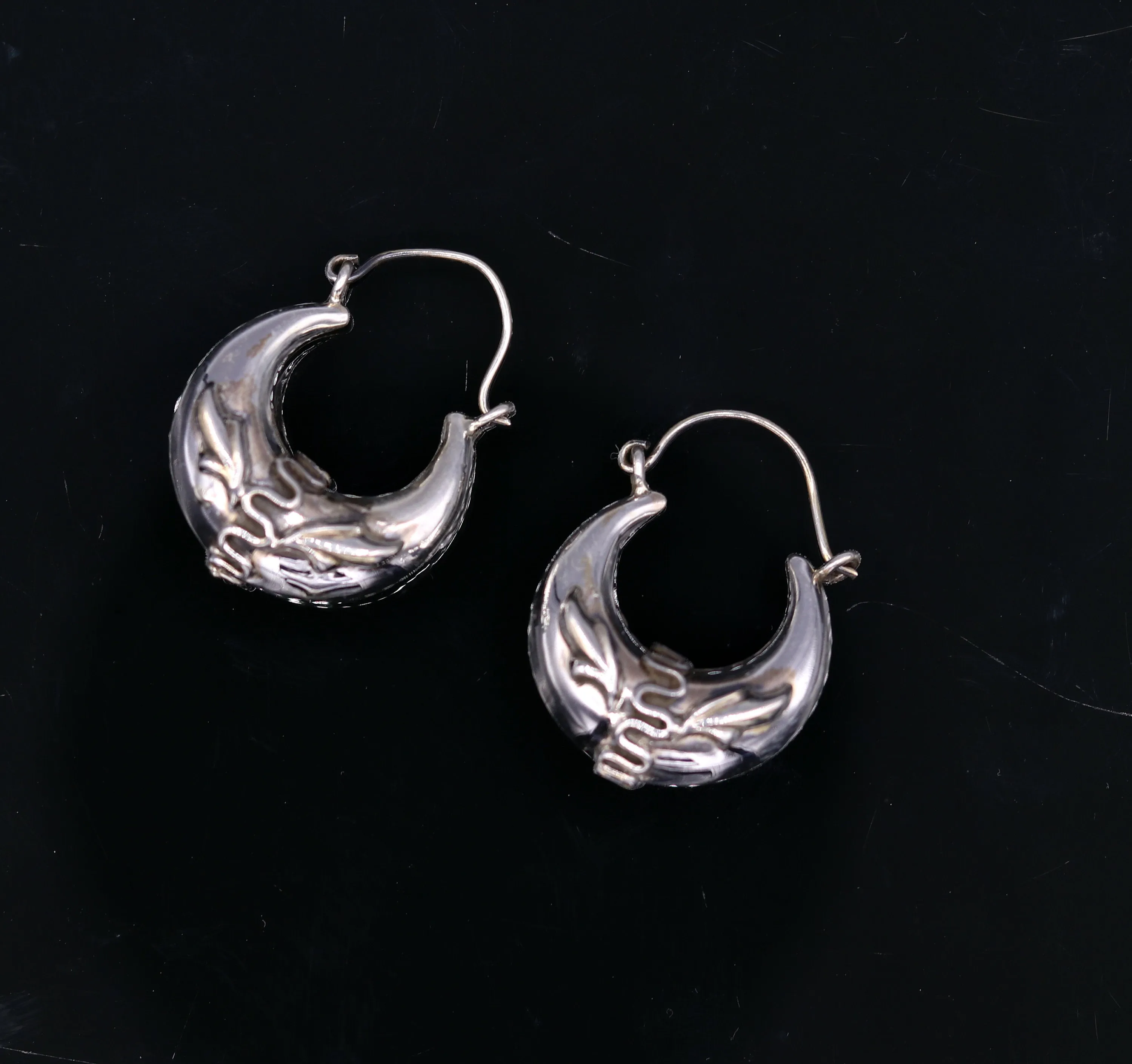 Handmade 925 sterling silver amazing stylish hoops bali earrings tribal ethnic kundal unisex jewelry from Rajasthan India s584