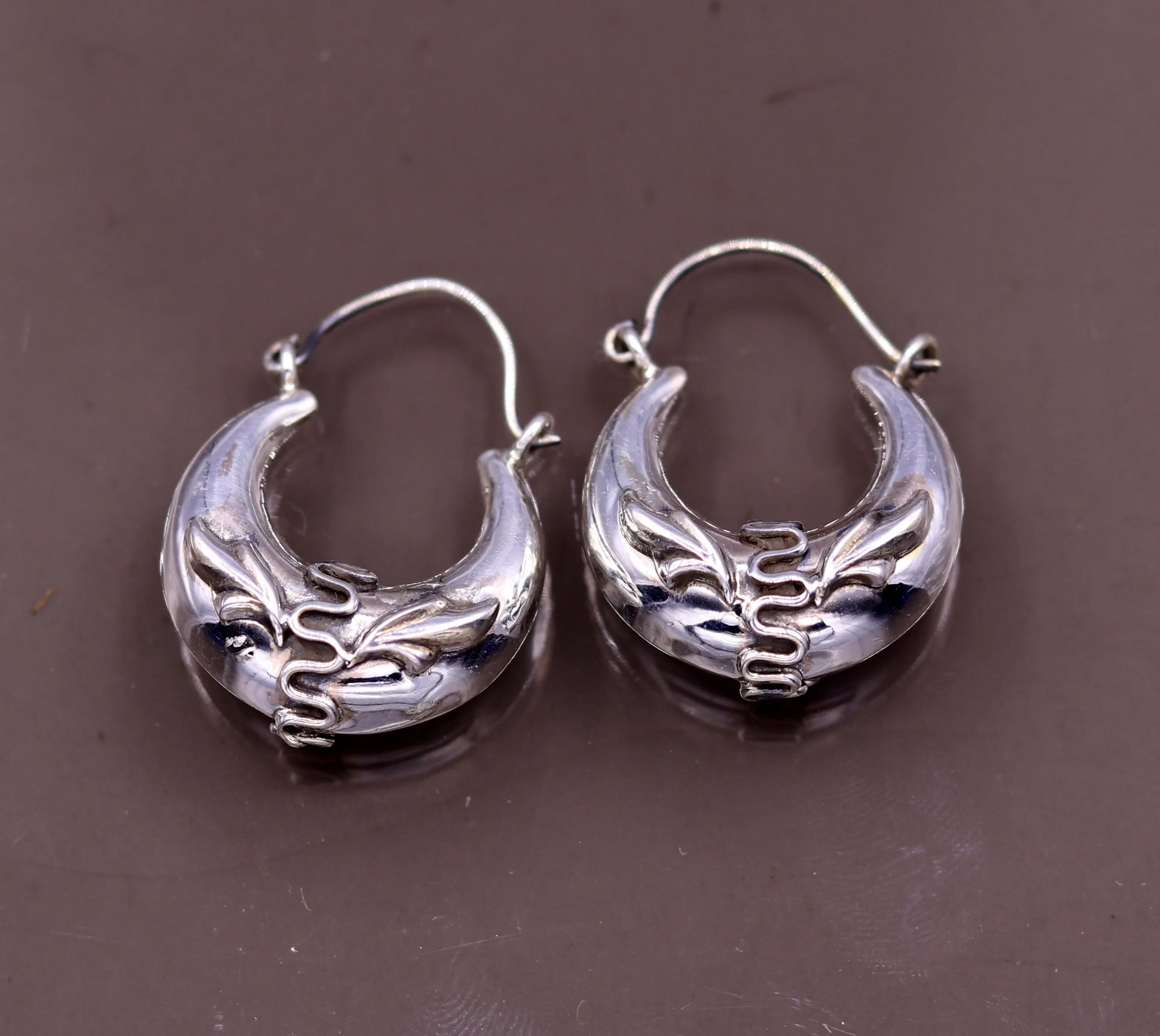 Handmade 925 sterling silver amazing stylish hoops bali earrings tribal ethnic kundal unisex jewelry from Rajasthan India s584