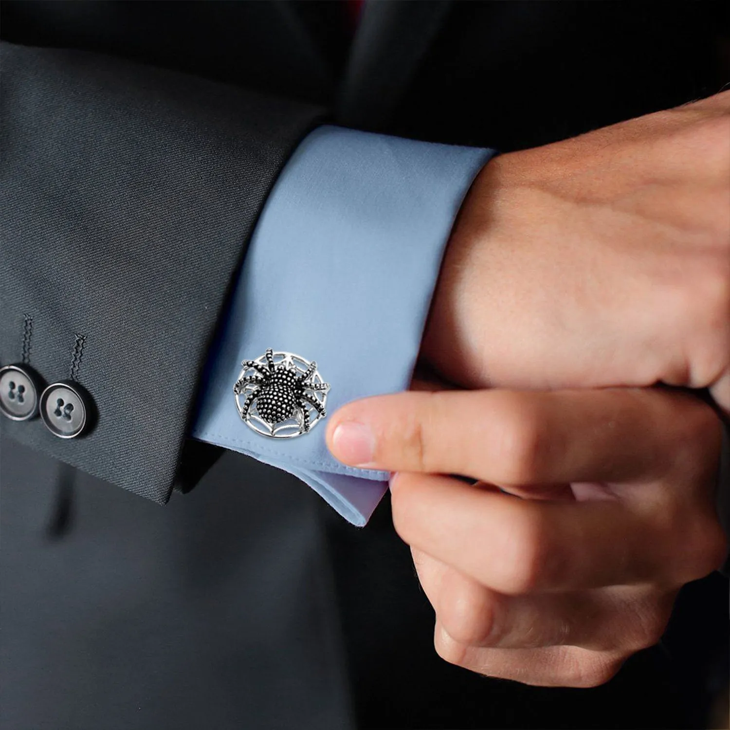 HAWSON Novelty Spider Cufflinks and Studs Set for Men