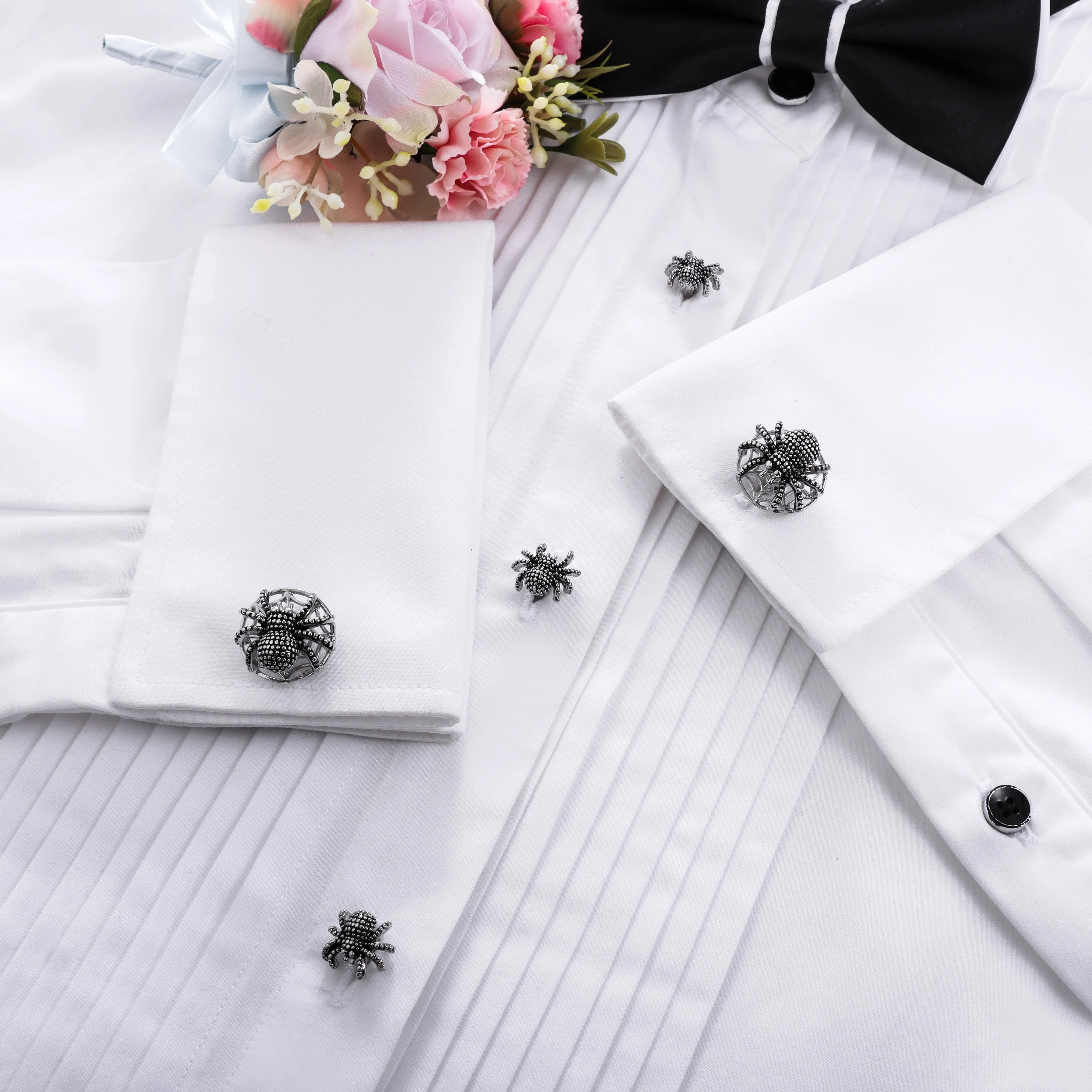 HAWSON Novelty Spider Cufflinks and Studs Set for Men