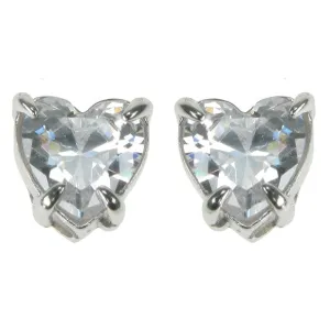 Heart Cubic Zirconia Solid 925 Sterling Silver Stud Earrings
