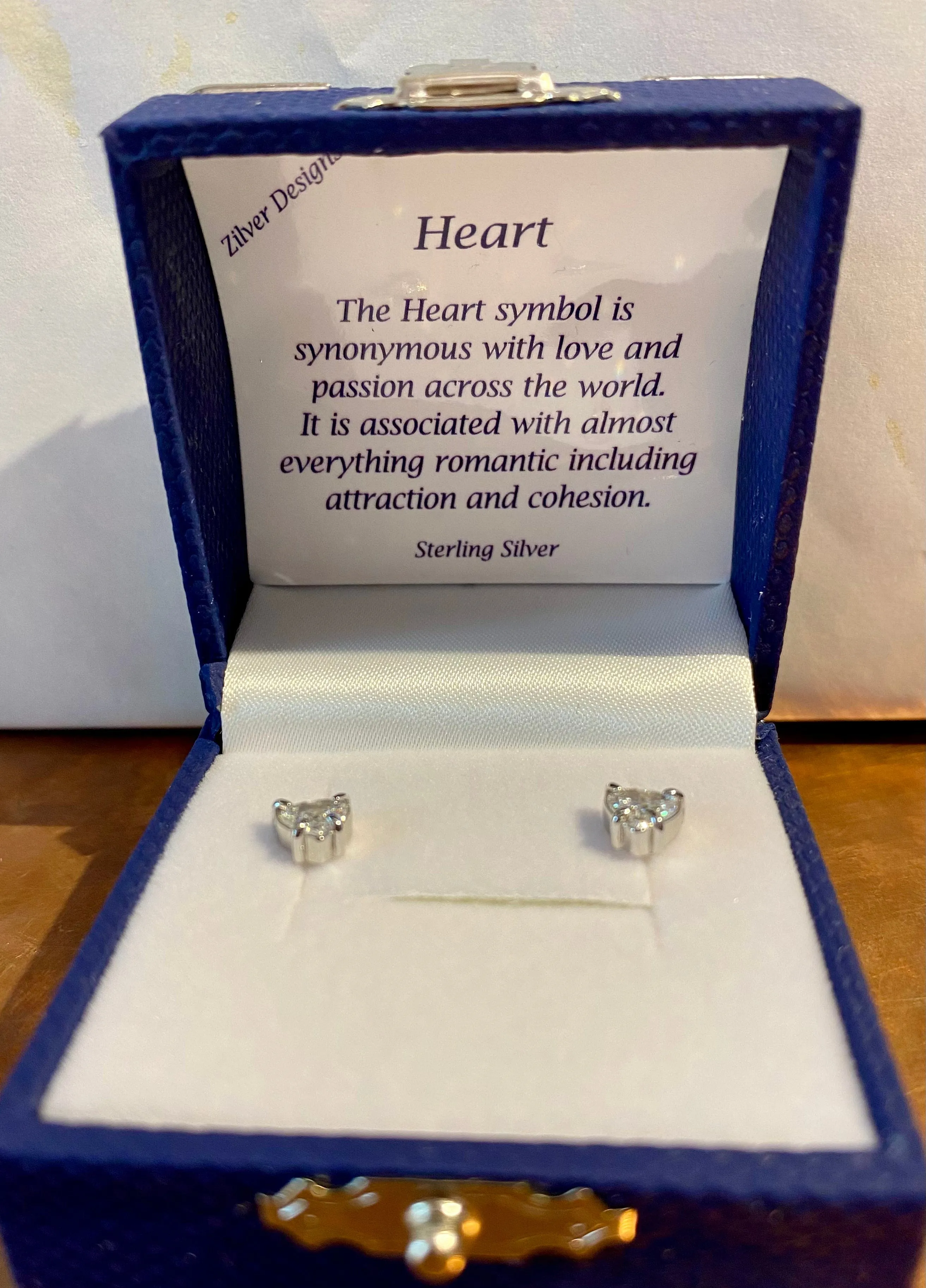 Heart Cubic Zirconia Solid 925 Sterling Silver Stud Earrings