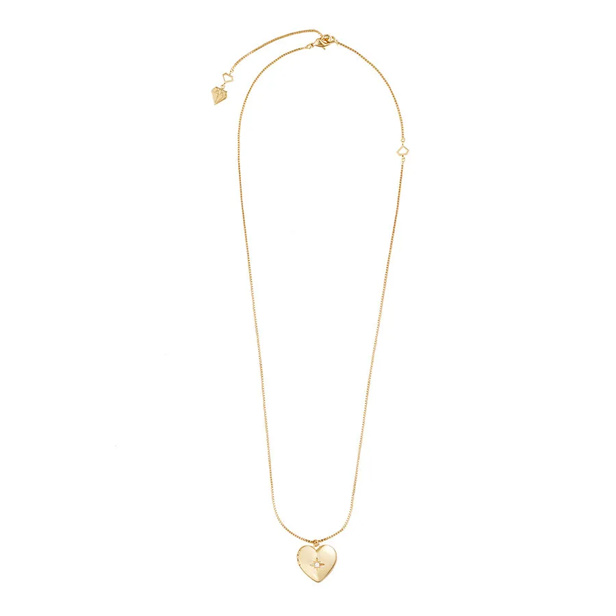 Heart Gold Locket Necklace