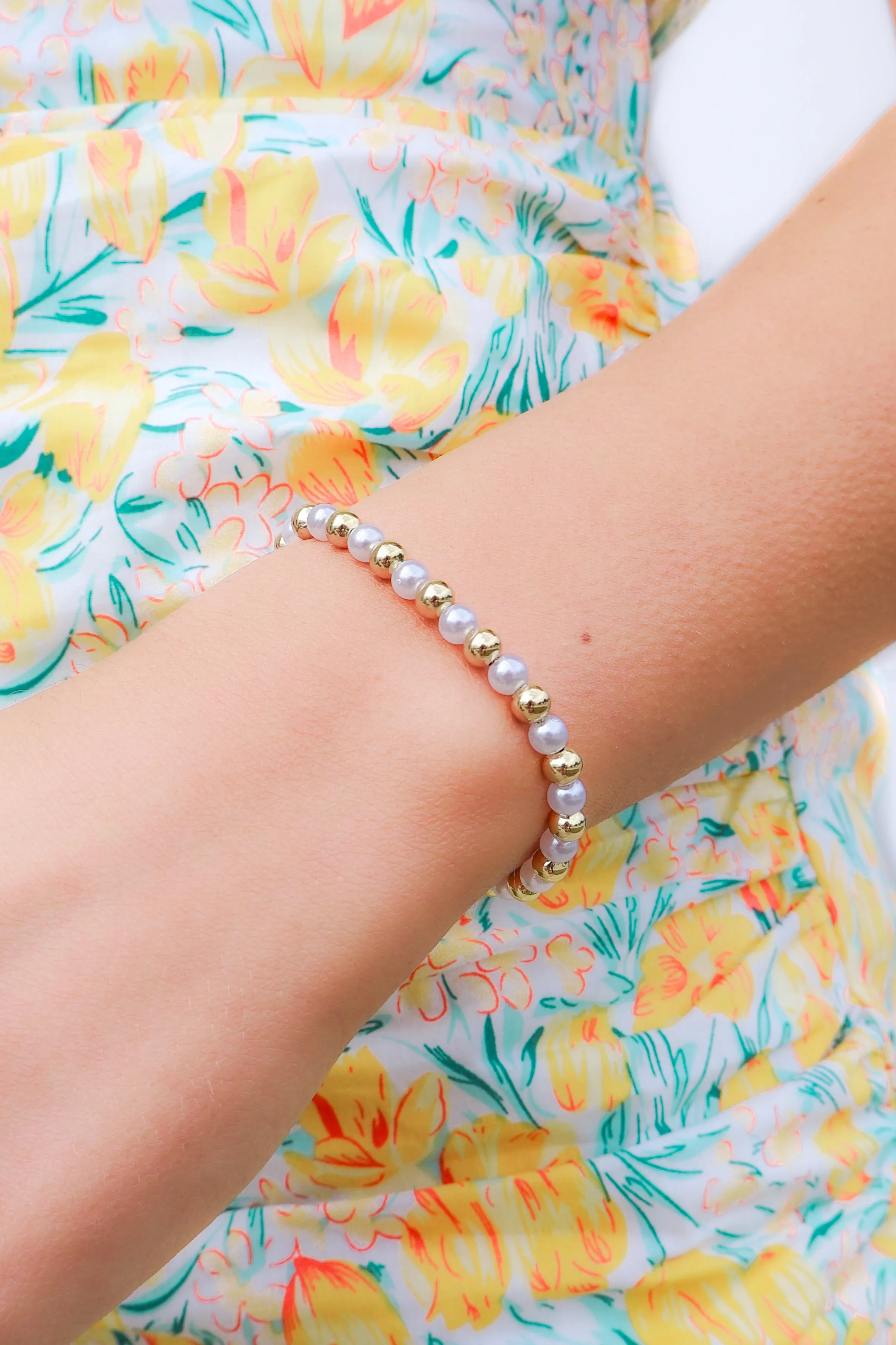 High Hopes Small Pearl And Bead Adjustable Bracelet