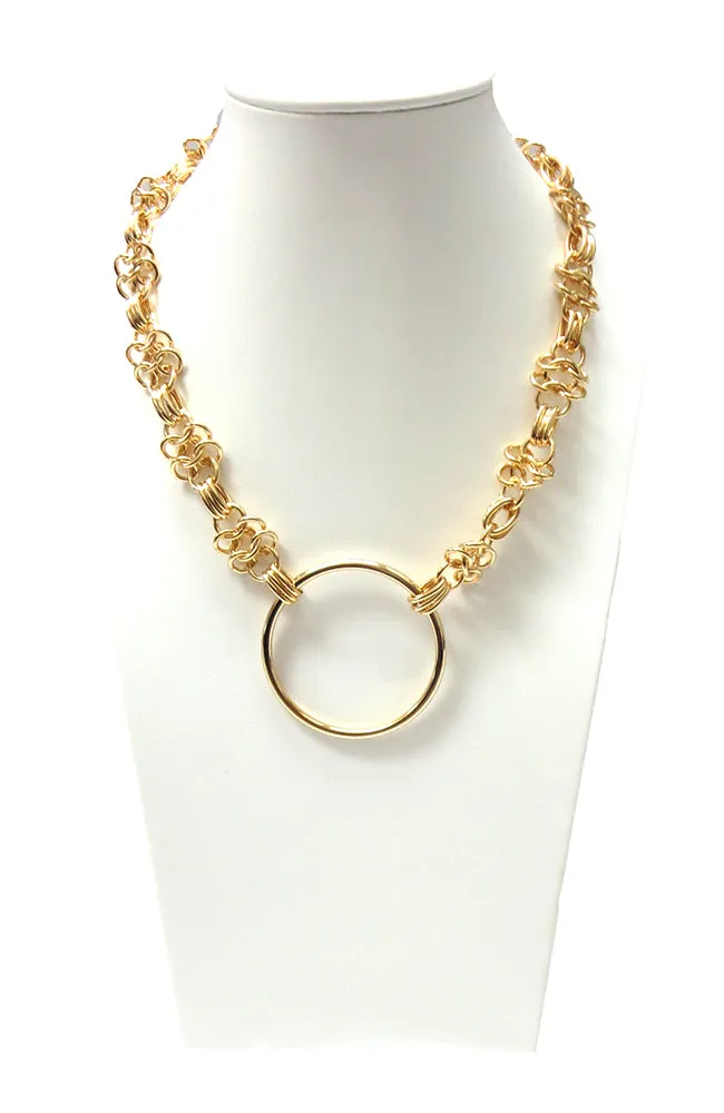 High Polished Gold Large Loop Necklace