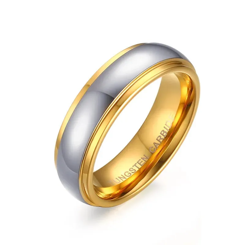 His & Her's Polishing Center Step Edge  6MM/4MM Tungsten Carbide Wedding Bands Rings for Women and Men Jewelry