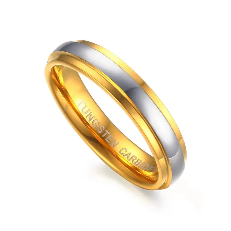His & Her's Polishing Center Step Edge  6MM/4MM Tungsten Carbide Wedding Bands Rings for Women and Men Jewelry