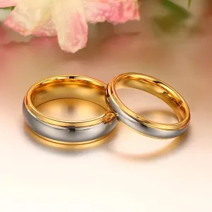His & Her's Polishing Center Step Edge  6MM/4MM Tungsten Carbide Wedding Bands Rings for Women and Men Jewelry