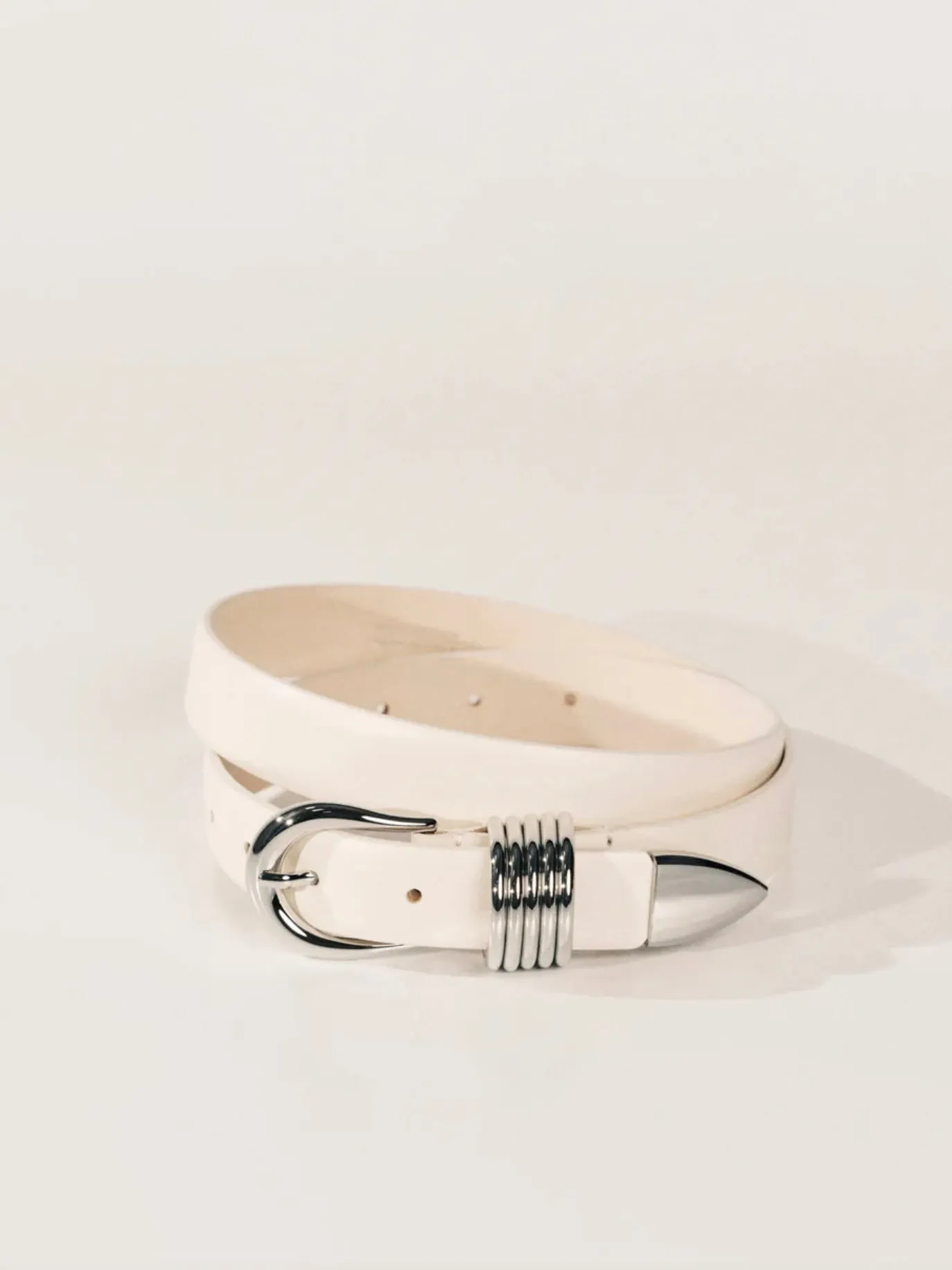 Hollyhock Leather - Ivory/Silver