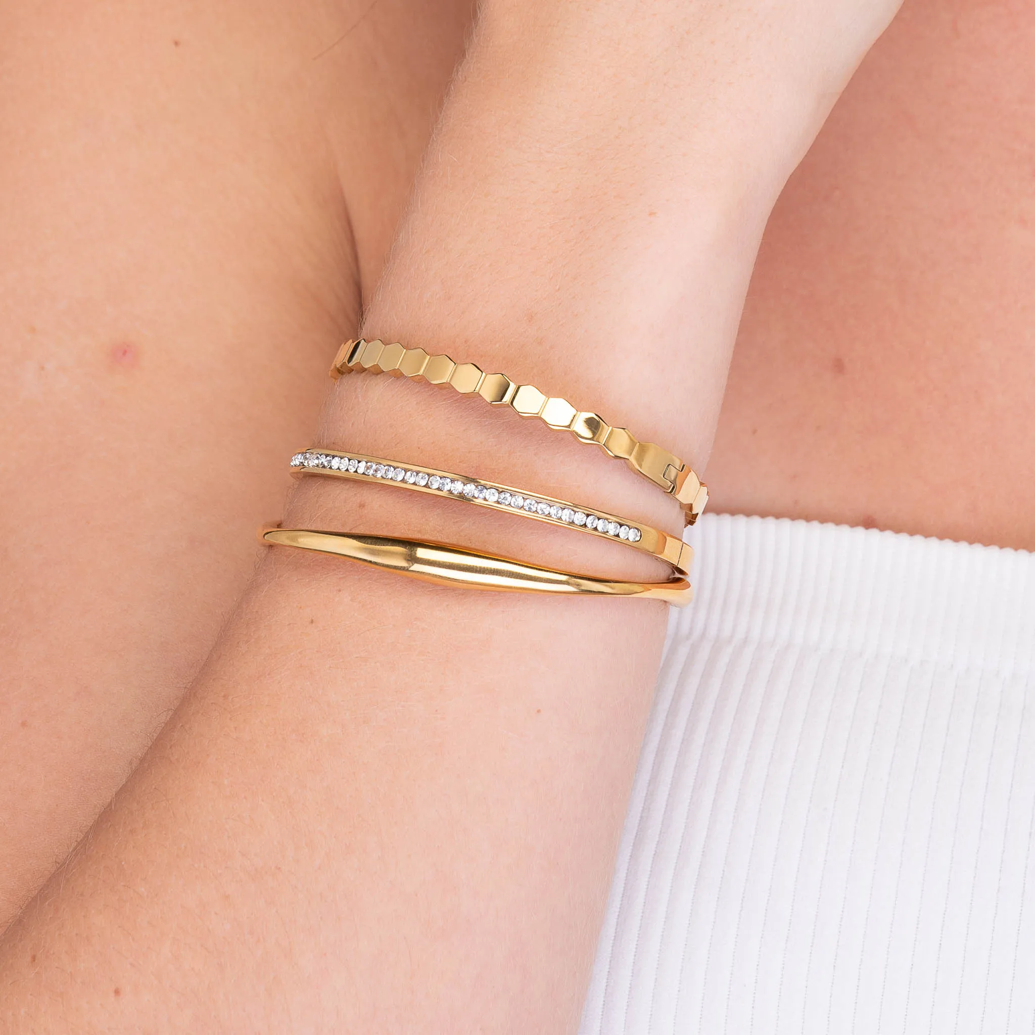 Honeycomb Hinged Bangle Bracelet