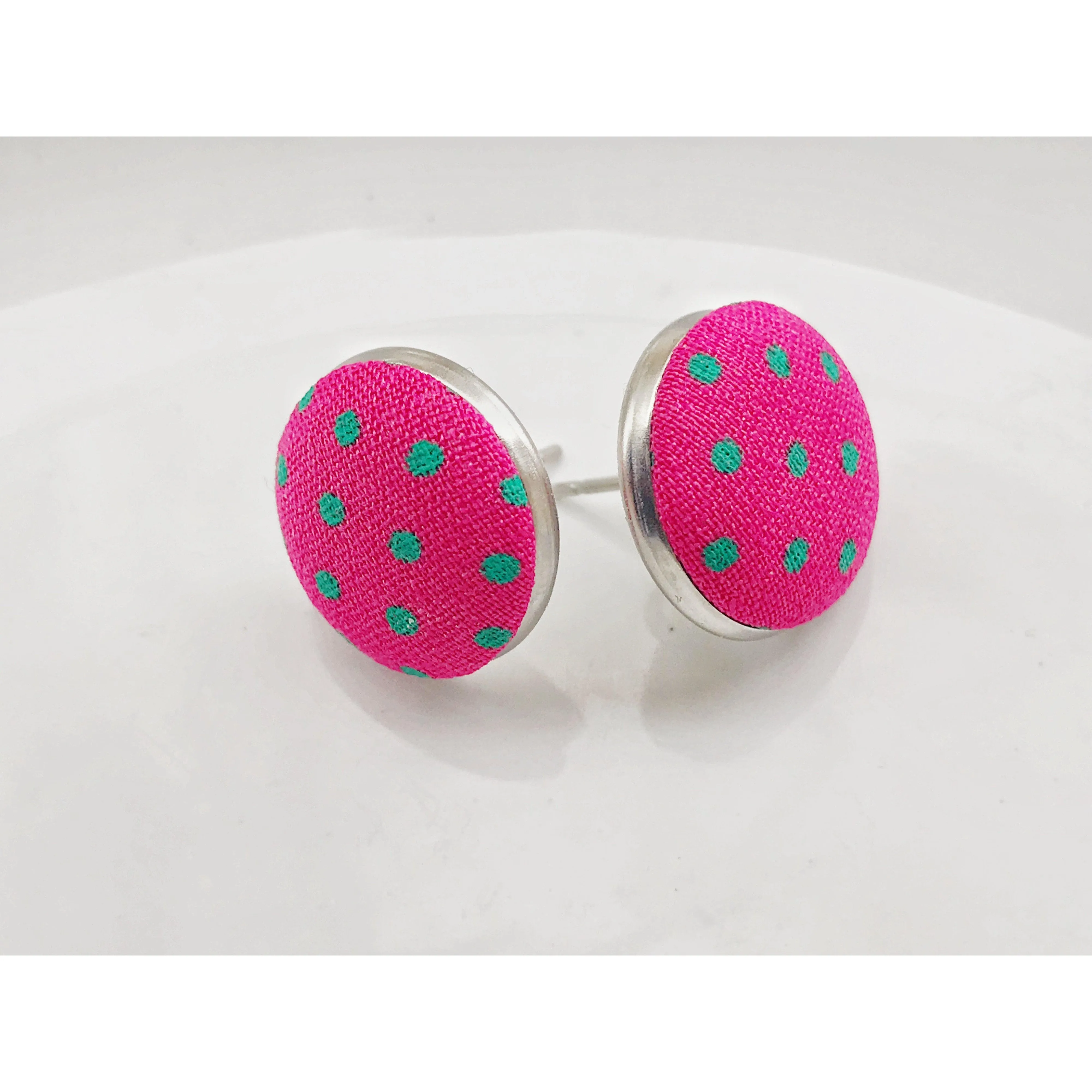 Hot Pink Polka Dot Stud Earrings - Playful & Stylish Accessories