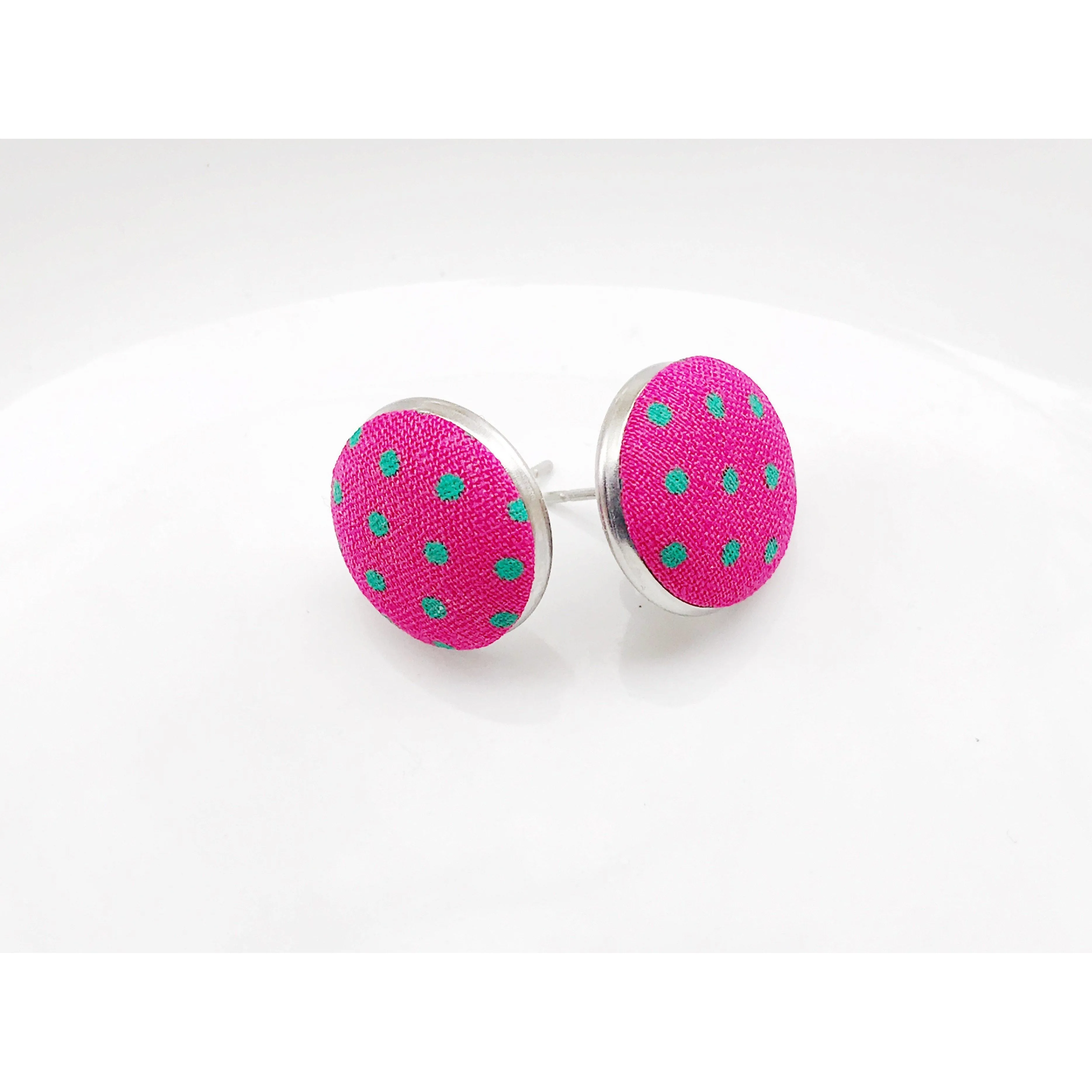 Hot Pink Polka Dot Stud Earrings - Playful & Stylish Accessories