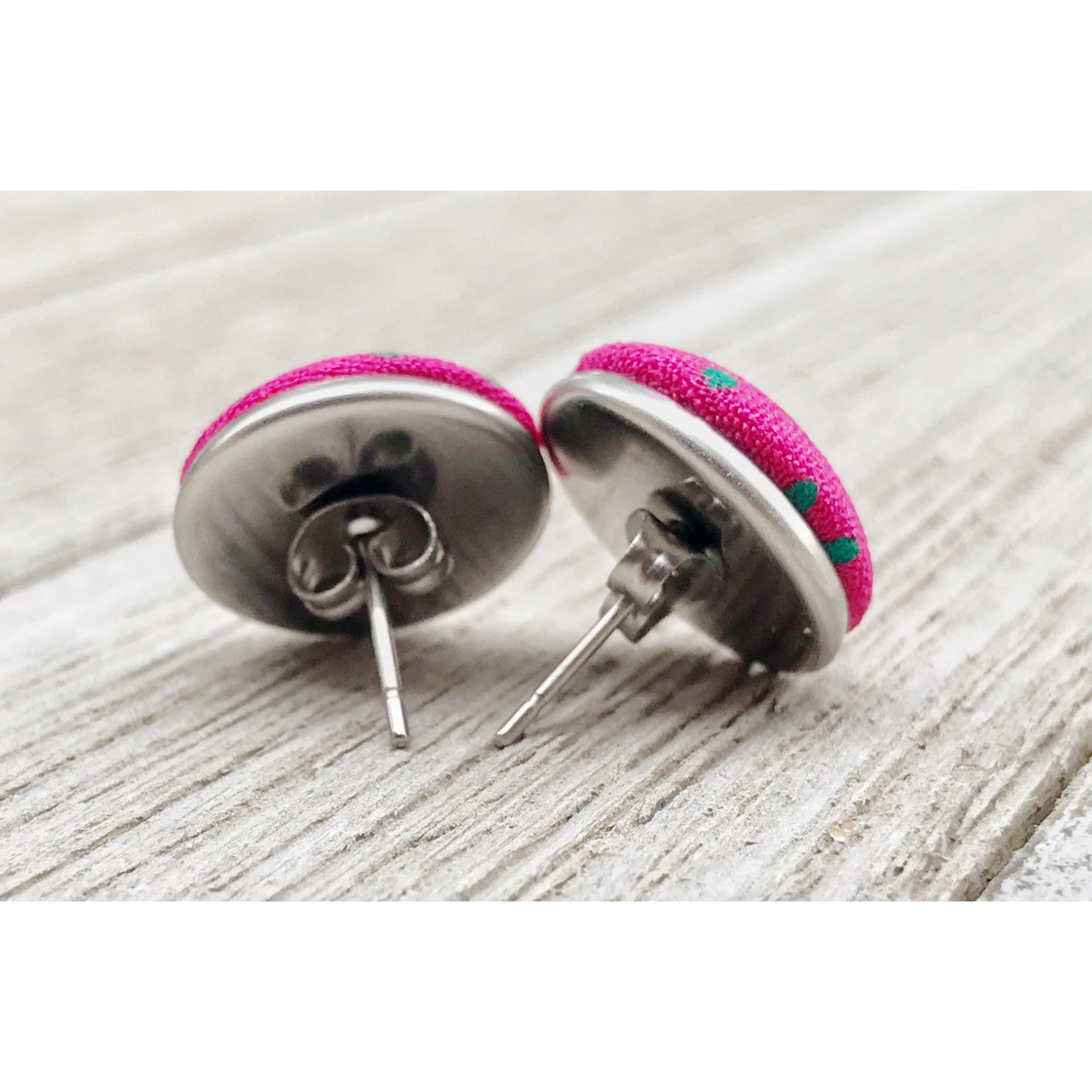 Hot Pink Polka Dot Stud Earrings - Playful & Stylish Accessories