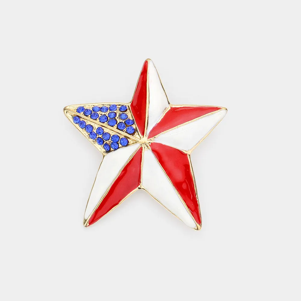 iLLASPARKZ Enamel American USA Flag Barn Star Pin brooch