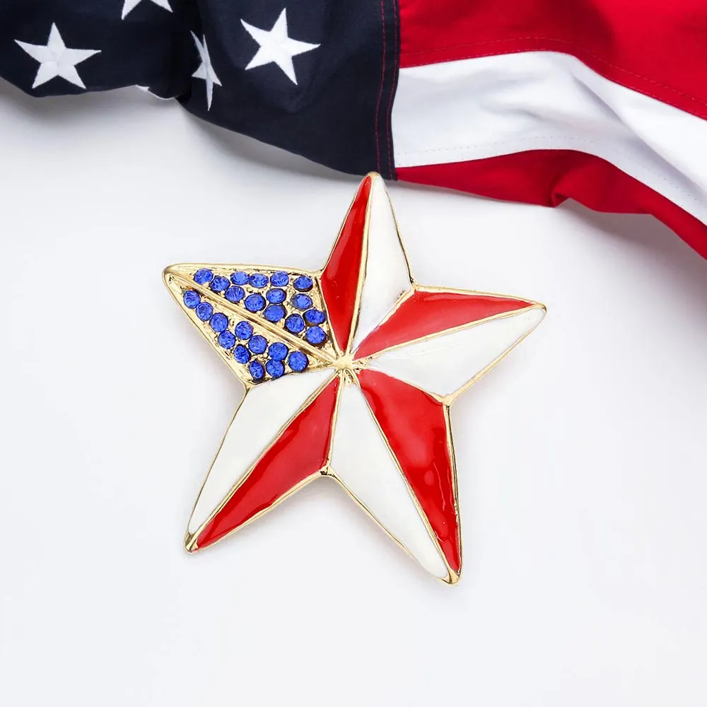 iLLASPARKZ Enamel American USA Flag Barn Star Pin brooch