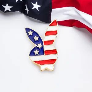 iLLASPARKZ Enamel American USA Flag Playboy Bunny Pin Brooch