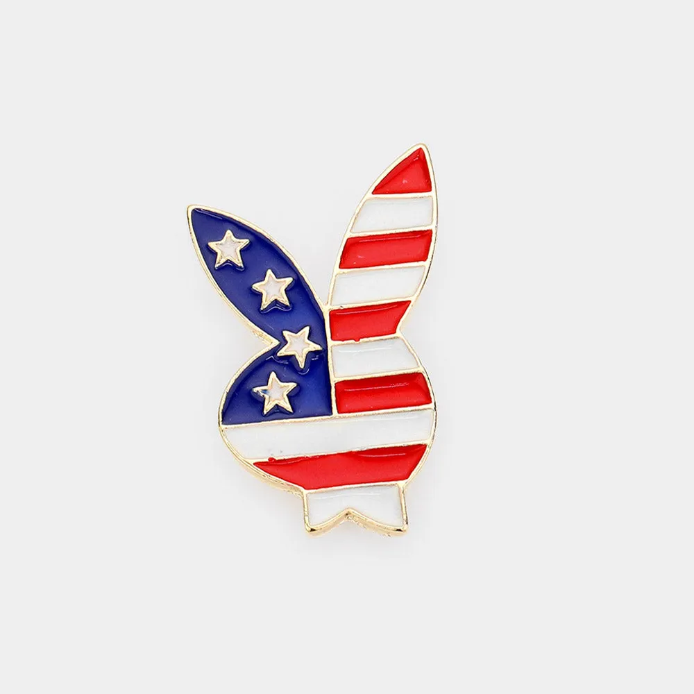 iLLASPARKZ Enamel American USA Flag Playboy Bunny Pin Brooch