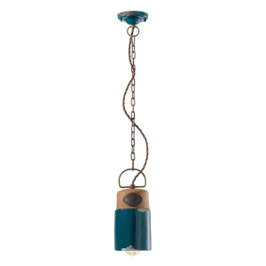 industrial Cylinder Pendant Light in Vintage Green