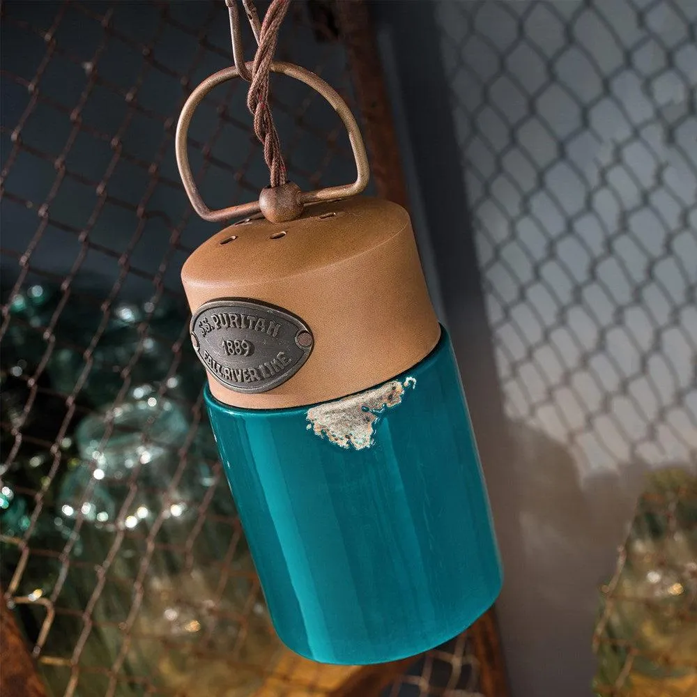 industrial Cylinder Pendant Light in Vintage Green