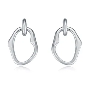Irregular Circle Pendant Silver Drop Earrings for Women