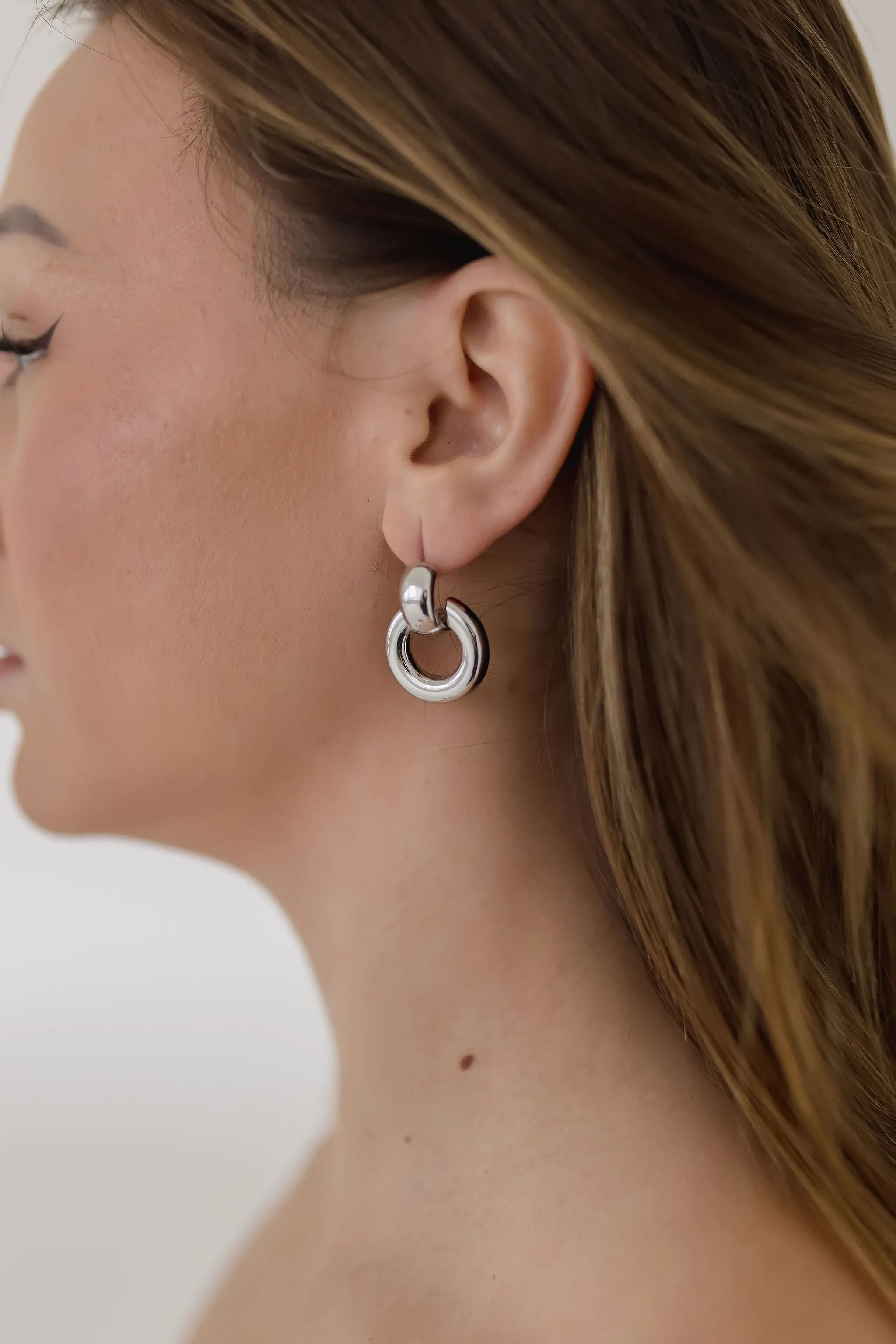 Ivy Hoop Drop Earrings Silver