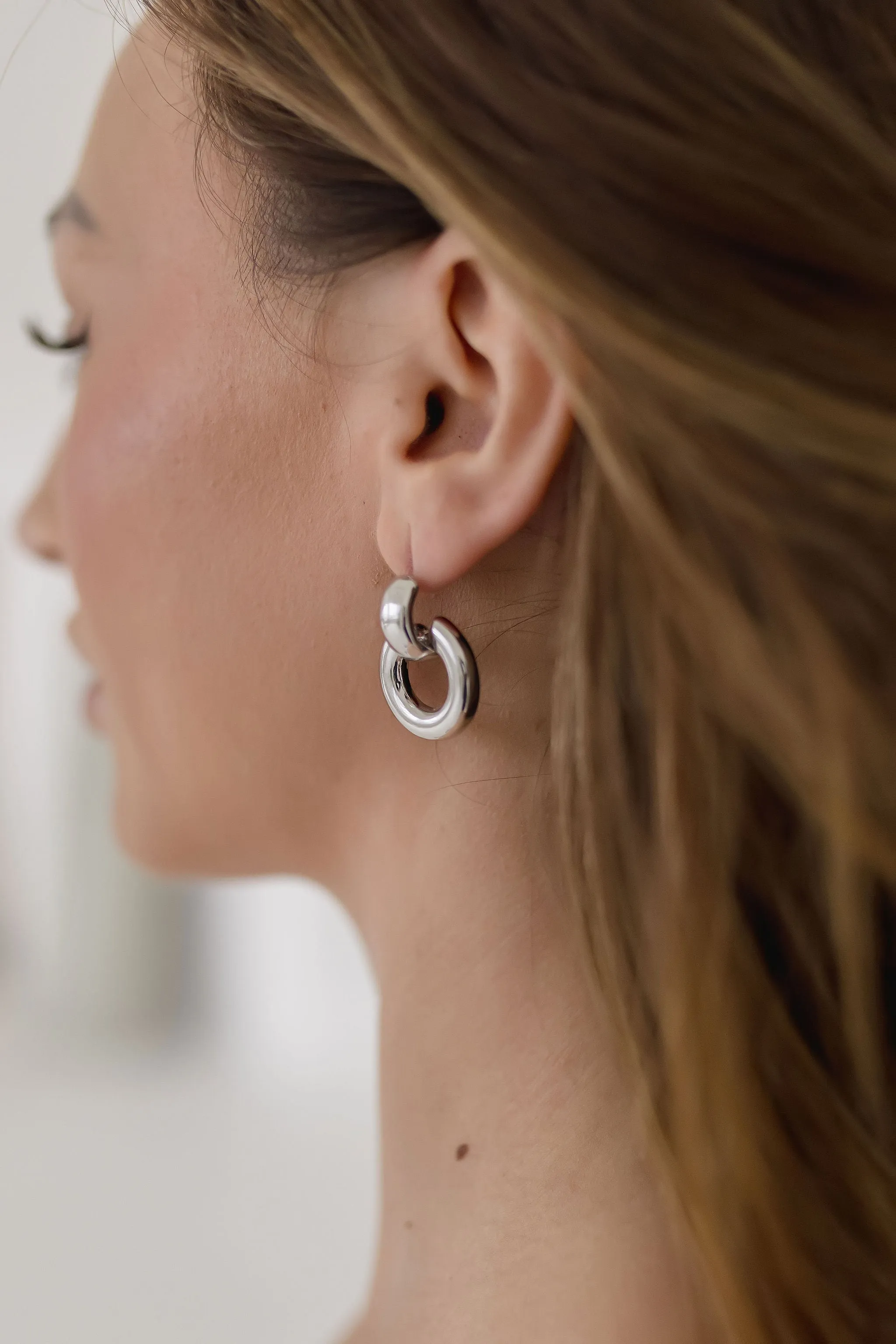 Ivy Hoop Drop Earrings Silver