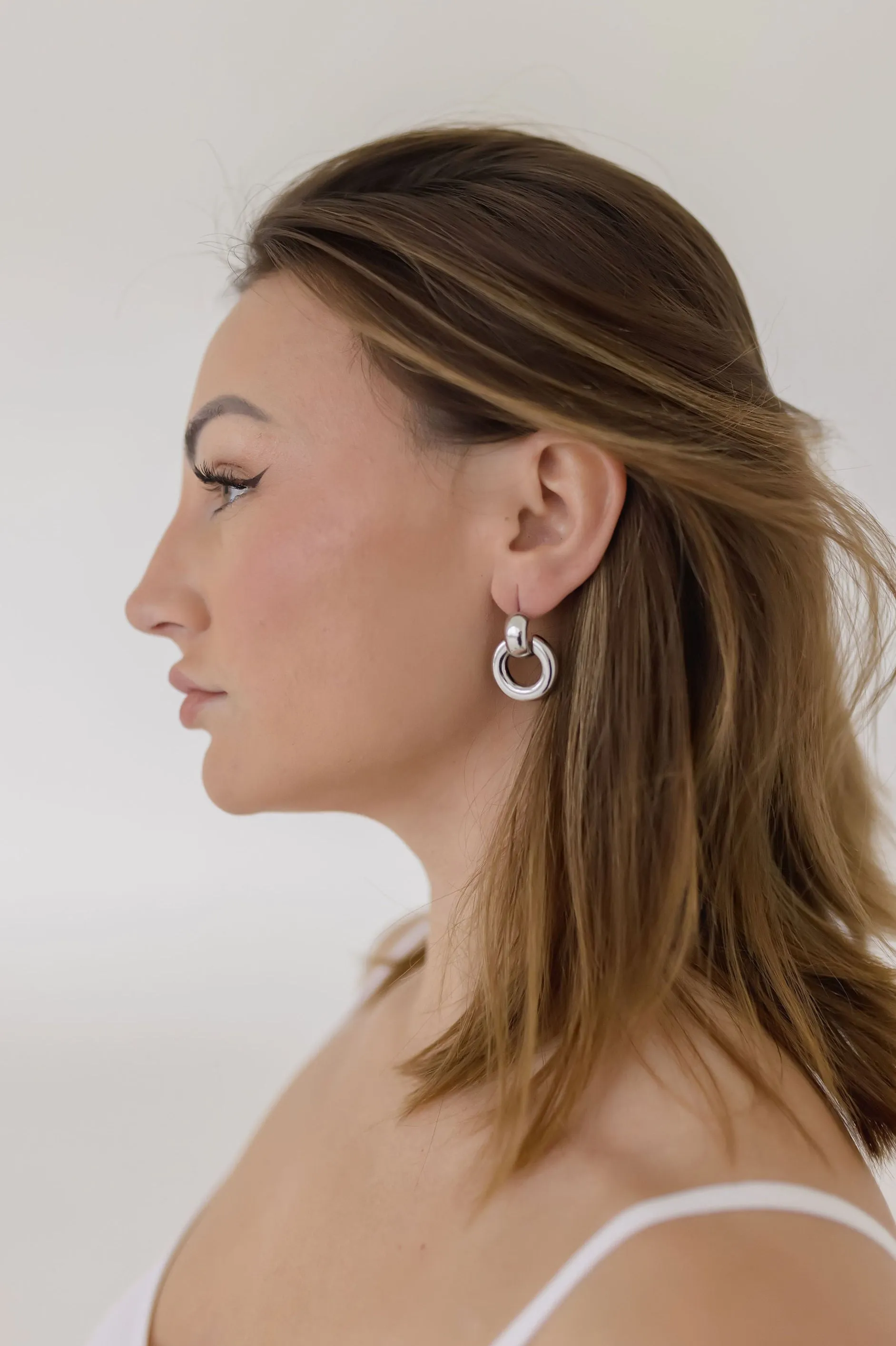 Ivy Hoop Drop Earrings Silver