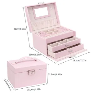Jewelry Box, Jewellery Box with Drawers, PU Leather Jewellery Box Jewellery Box Large Jewellery Organizer for Rings Earrings Bracelets Necklaces