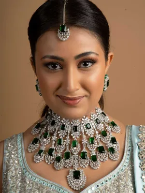 Kiara Advani Inspired Victorian Bridal Jewellery Set (Necklace, Earrings & Maangtikka)