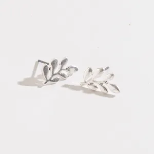 Leaf Silver Stud Buds Earrings