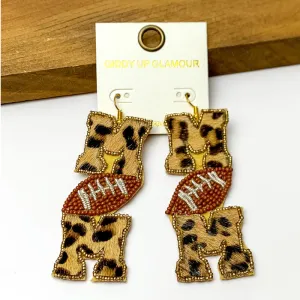 Leopard Print Football Mom Earrings