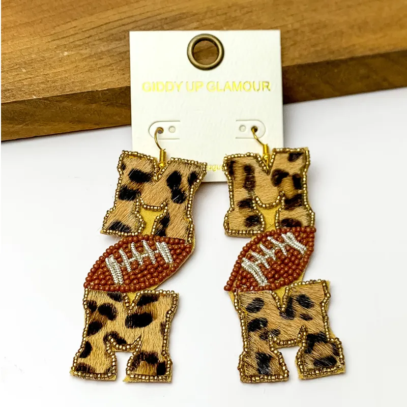 Leopard Print Football Mom Earrings