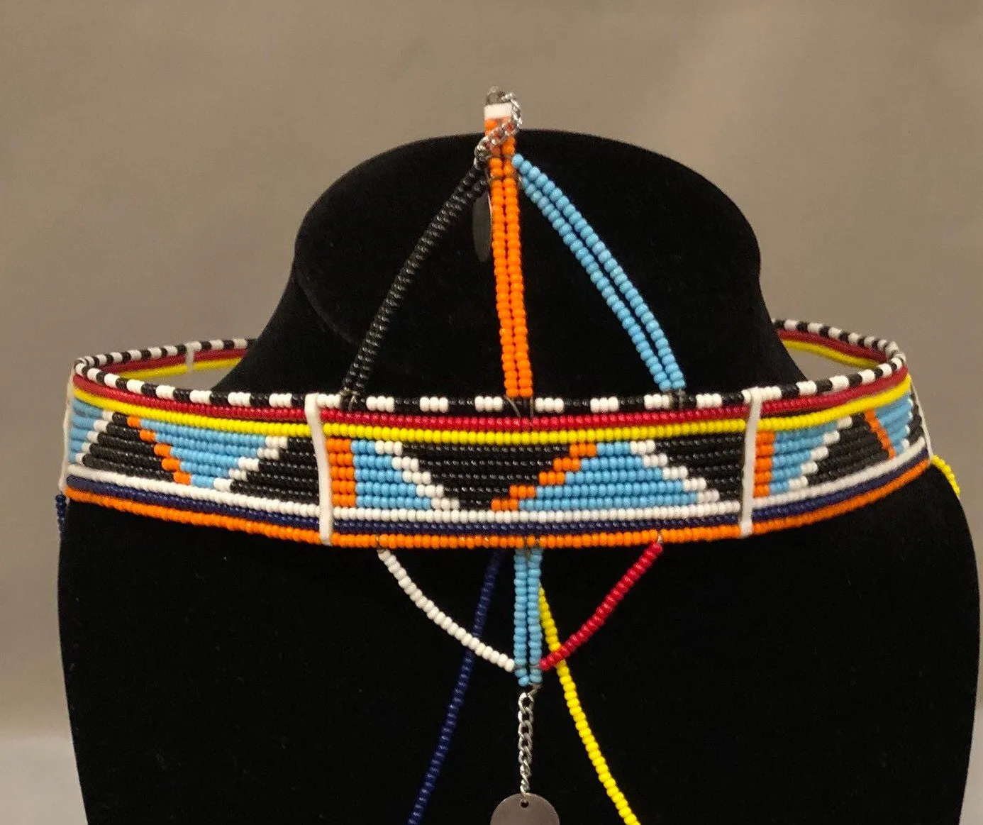 Lia Crown | Crown with Arch and Drapes | East African Beaded Crown with Decoration | African Beaded Crown | Nile Valley | Tribal & Ethnic