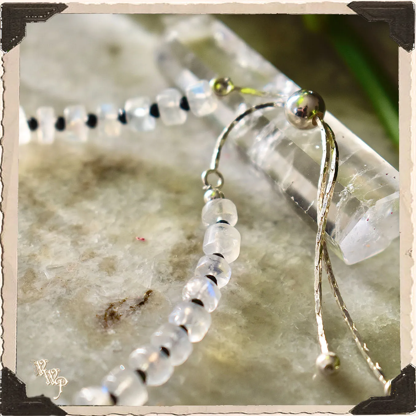 LIMITED EDITION : MOONSTONE & ONYX BRACELET . For Feminine, Lunar & Protection. Sterling Silver.