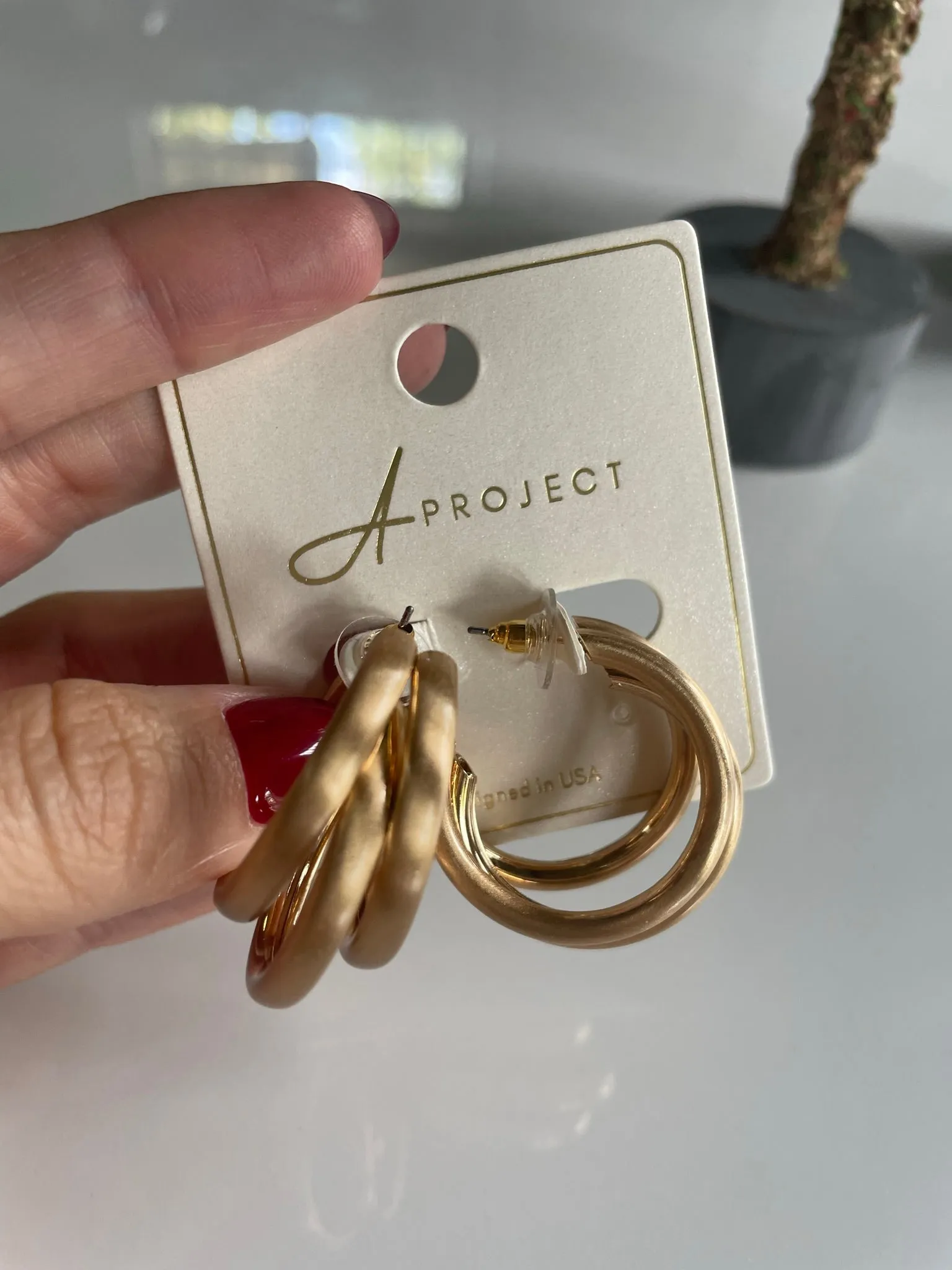 Lined Hoop Earrings