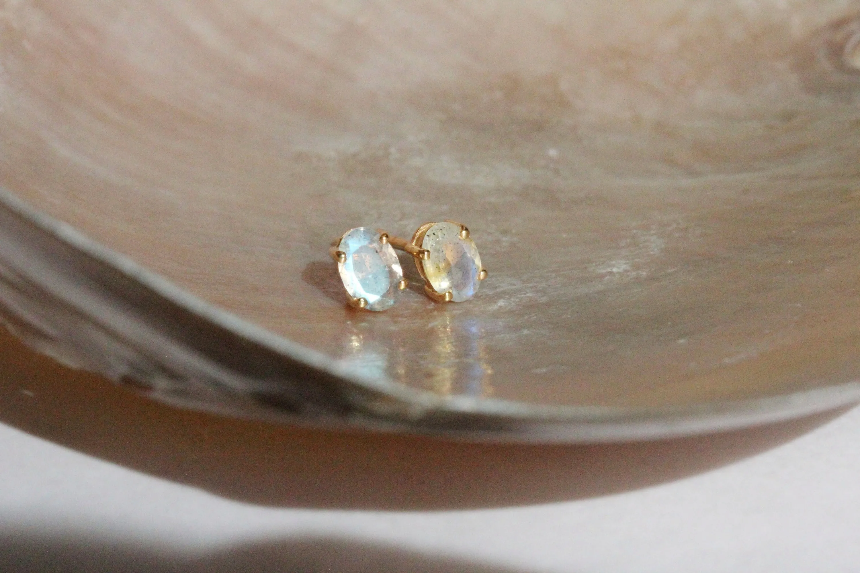 Little Gold Ava Studs (Labradorite)