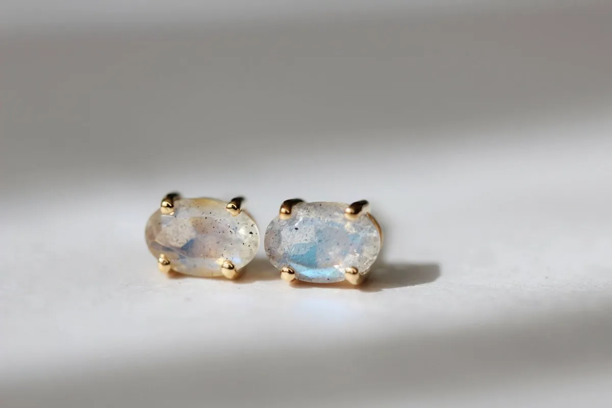 Little Gold Ava Studs (Labradorite)